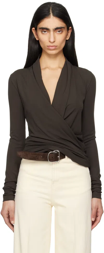 TOTÊME KHAKI OVERLAPPED JERSEY TOP