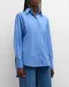 Totême Kimono-sleeve Poplin Button-down Shirt In Medium Blue