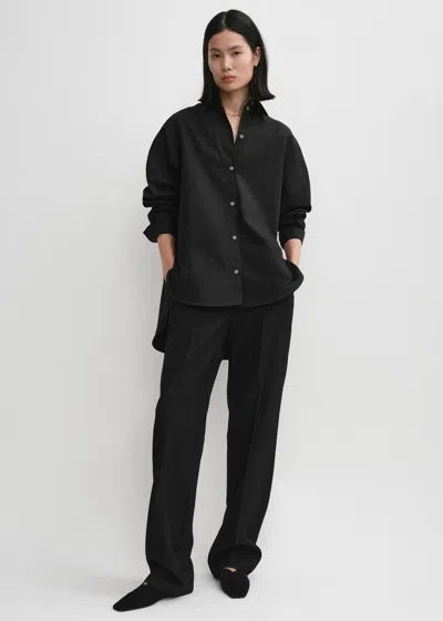 Totême Kimono-sleeve Poplin Shirt Black In Blue