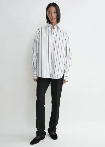 TOTÊME KIMONO-SLEEVE STRIPED SHIRT WHITE/BLACK
