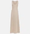 Totême Womens Scoop-neck Woven Maxi Dress Macadamia In Beige