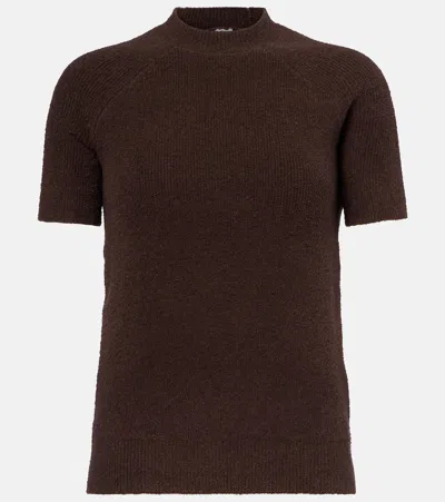 Totême Knitted Cotton-blend Terry Top In Brown