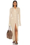Totême Beige Knitted Shirt Maxi Dress In Peanut