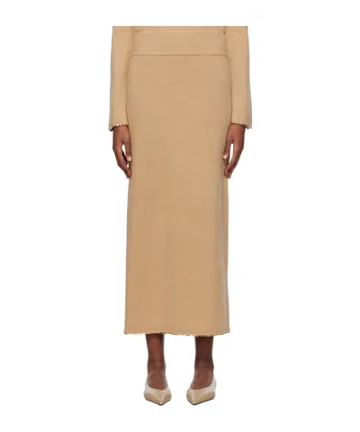 Totême Knitted Wool Skirt In Brown