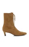 Totême Lace-up Suede Ankle Boots In Tan
