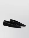 Totême Lace-up Eyelet-embellished Suede Ballet Flats