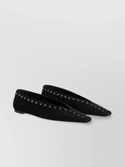 Totême Lace-up Suede Ballerinas Pointed Toe