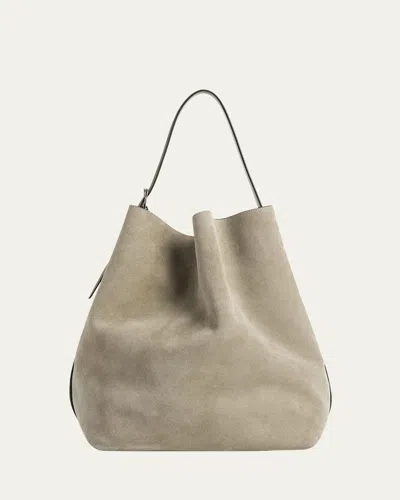 Totême Large Belted Suede Tote Bag In Desert