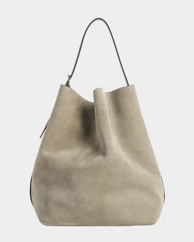 Totême Large Belted Suede Tote Bag In Desert