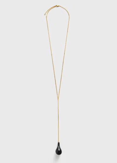 Totême Large Onyx Drop Necklace Black/gold