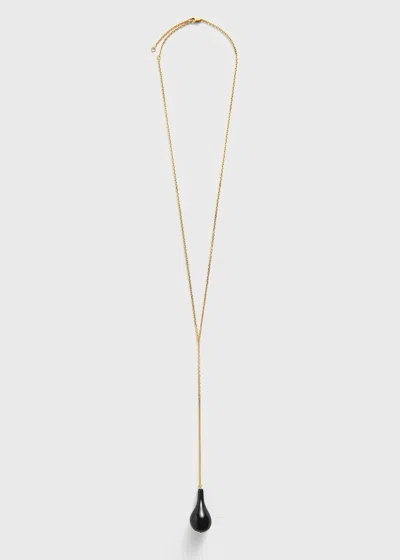 Totême Large Onyx Drop Necklace Black/gold
