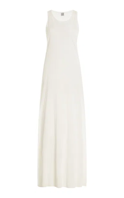 Totême Layered Knit Lyocell-cashmere Maxi Dress In Talc