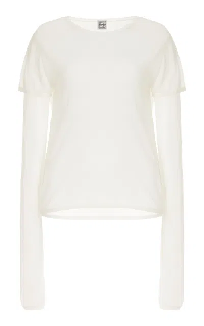 Totême Layered Knit Lyocell-cashmere Tee In Ivory