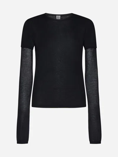 Totême Layered Knit T-shirt In Black