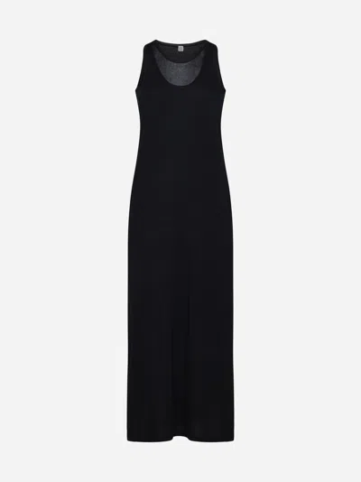 Totême Layered Knit Tank Long Dress In Black