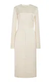 Totême Lean Satin Midi Dress In Ivory