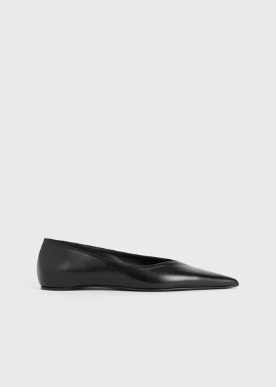 Totême Leather Asymmetric Ballerinas Black