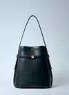 Totême Leather Belted Bucket Bag In Black