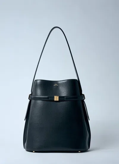 Totême Leather Belted Bucket Bag In Black