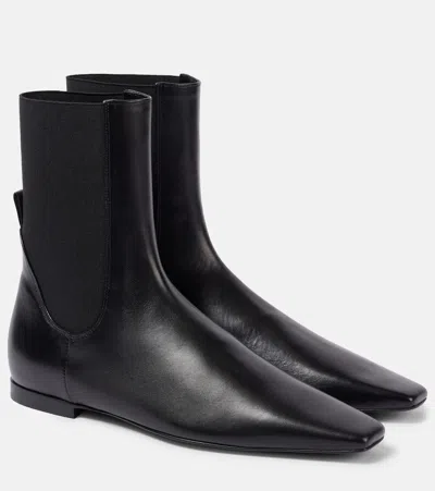 Totême Toteme Square Toe Flat Chelsea Boot In Black