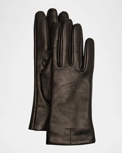 Totême Leather Gloves In Black 001