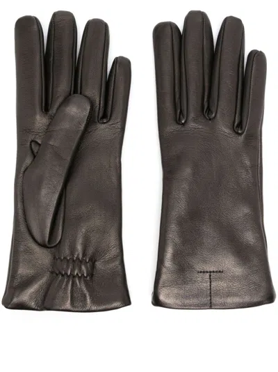 Totême Leather Gloves In Black