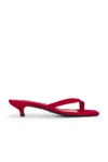 Totême Suede Heeled Flip Flops Scarlet In Scarlet