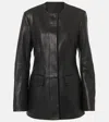 Totême Zipped Wide-sleeve Leather Jacket In Black