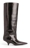Totême Dark Brown Leather The Wedge-heel Boots In Brown