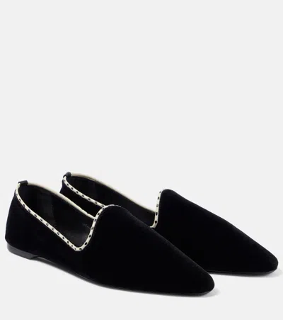 Totême Leather-lined Velvet Slippers In Black