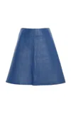 Totême Leather Midi Skirt In Blue