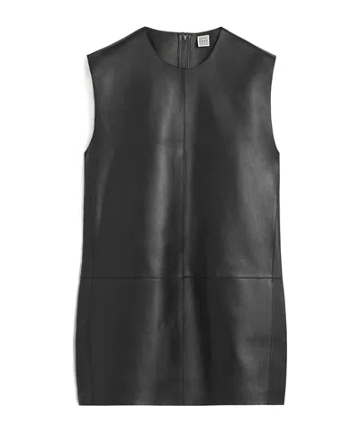 Totême Leather Sleeveless Top In Black