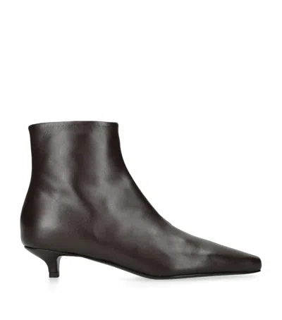 Totême Leather Slim Ankle Boots 35 In Brown