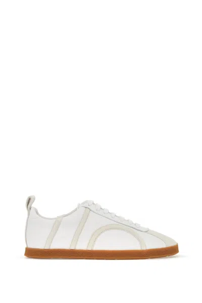 Totême Leather Sneakers With Suede Monogram In White