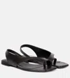 Totême Black Suede Low One-finger Sandals With Elasticated Ankle Strap In Brown