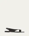Totême Black Suede Low One-finger Sandals With Elasticated Ankle Strap In Dark Grey