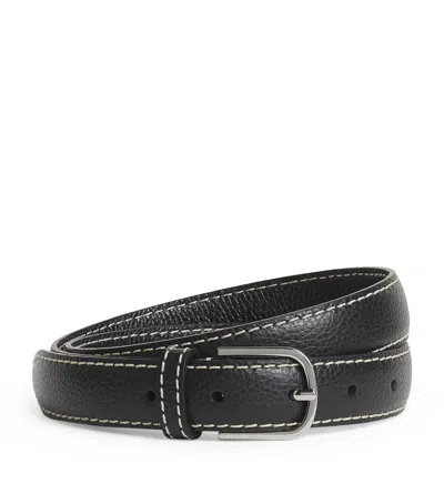 Totême Leather Topstitched Belt In Black