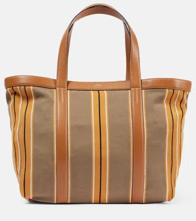 Totême Leather-trimmed Canvas Tote Bag In Multicoloured