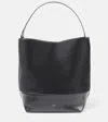 Totême Leather-trimmed Tote Bag In Black