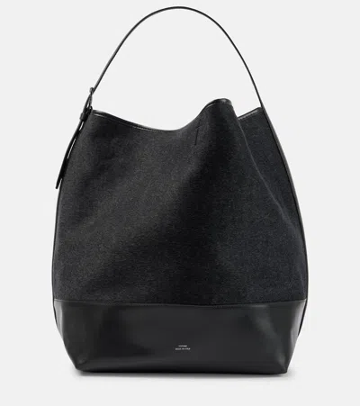 Totême Tote Aus Wolle Mit Leder In Grau
