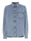 Totême Women's Blue Overshirt With Pocket Detail In Light Blue