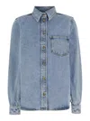 Totême Women's Blue Overshirt With Pocket Detail In Blu