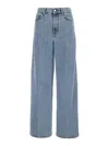 Totême Light Blue Wide Jeans With Logo Patch In Light Blue