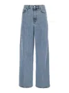Totême Light Blue Wide Jeans With Logo Patch In Light Blue