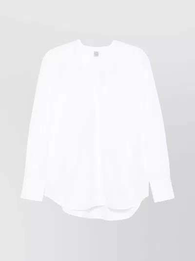 Totême Lightweight Cotton Blouse With Box-pleat Detail In White