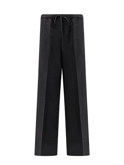 Totême Linen Blend Fluid Trouser In Black