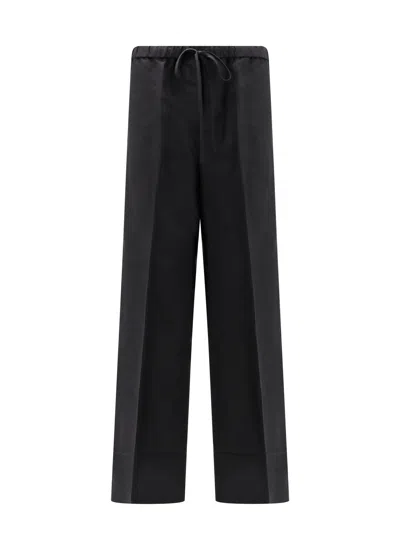 Totême Fluid Viscose & Linen Wide Pants In Black