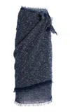 Totême Linen-cotton Bouclé Sarong In Blue