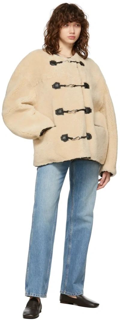Totême Teddy Shearling Clasp Jacket In Neutrals