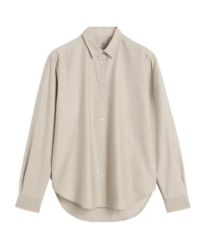 Totême Logo-embroidered Cotton Shirt In Nude